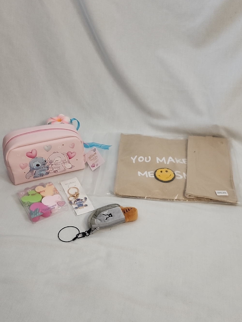 Mad Beauty "Stitch" Cosmetic Bag, Loven Canvas Tote and Stitch Keychain